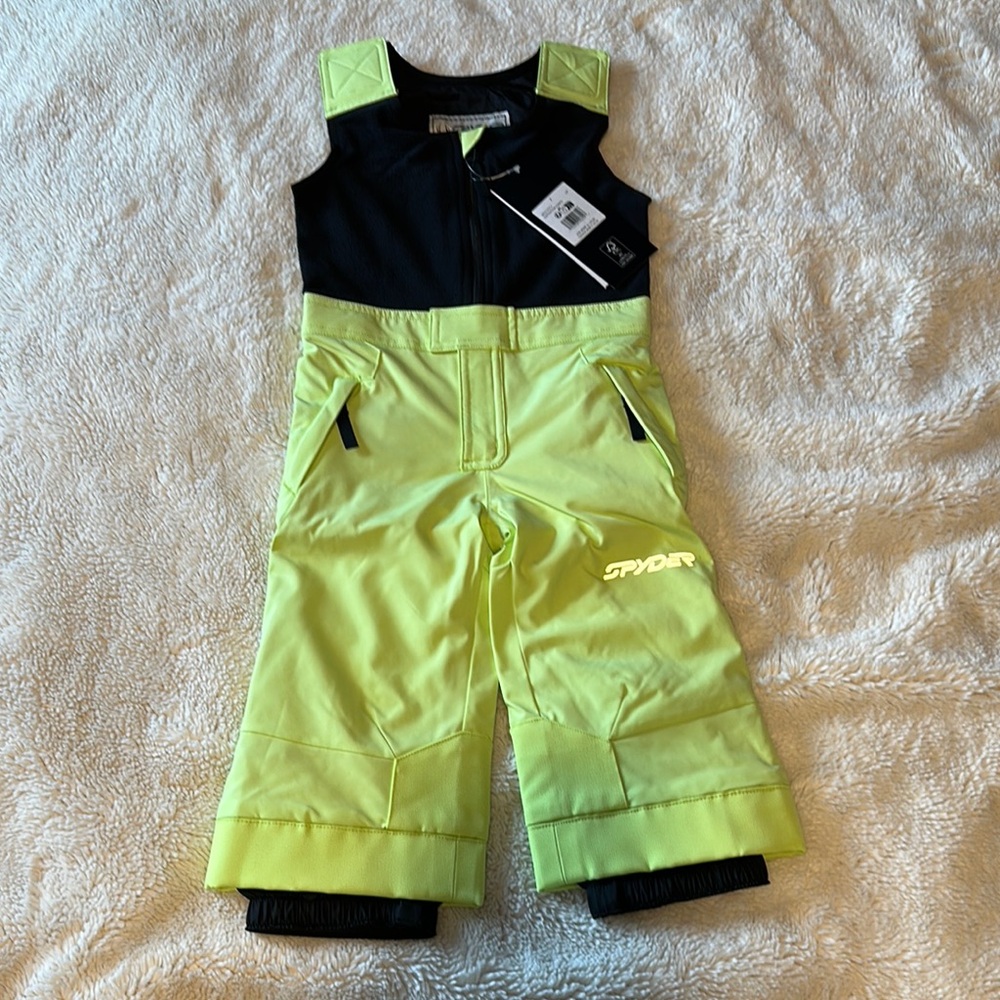 NWT - Kids Spyder Expedition Ski bibs Lime Green and Black 2T